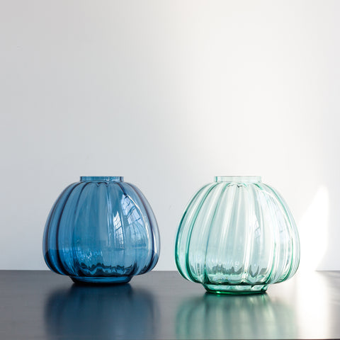 PUMPKIN VASE MEDIUM - STEELBLUE